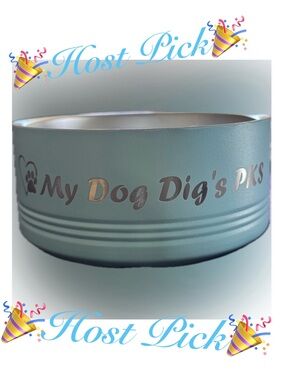 Teal Blue Dog Bowl - Laser Engraved